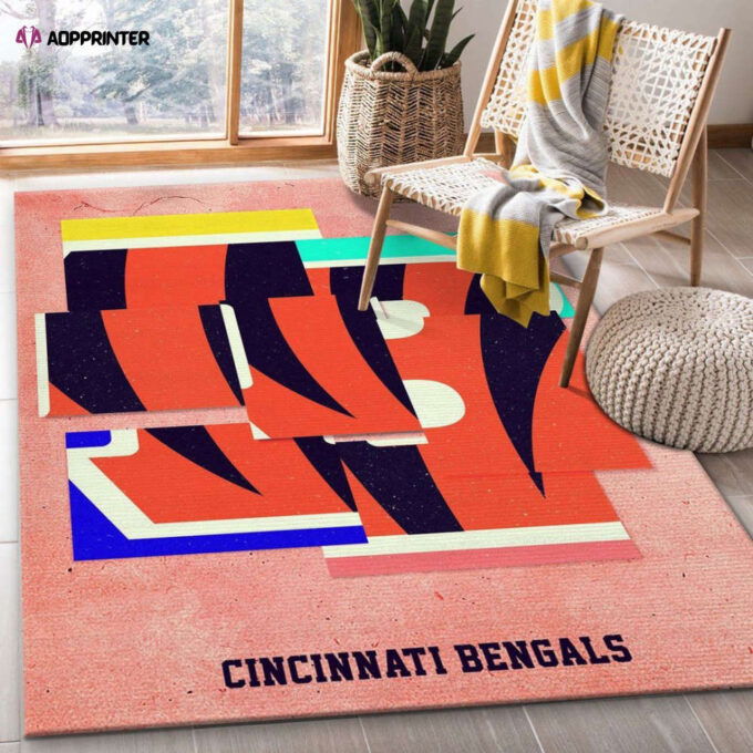 Cincinnati Bengals Rug Living Room Floor Decor Fan Gifts