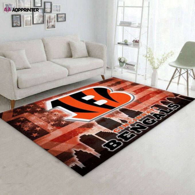 Cincinnati Bengals Rug Living Room Floor Decor Fan Gifts