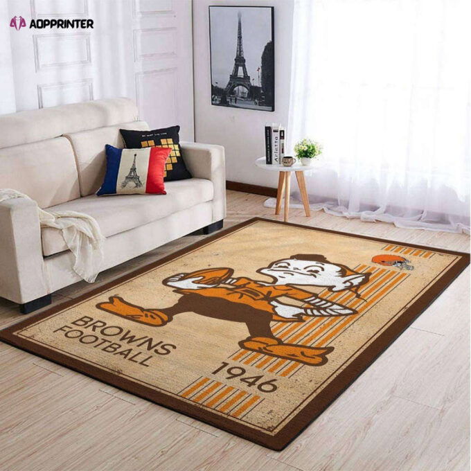 Cleveland Browns Rug Living Room Floor Decor Fan Gifts