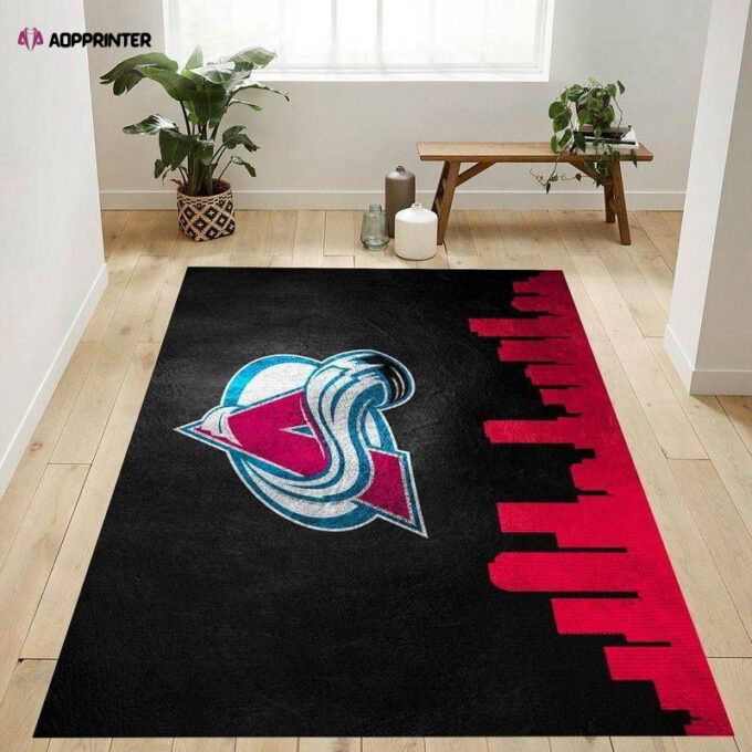 Colorado Avalanche Skyline Rug Living Room Floor Decor Fan Gifts