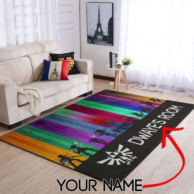 Customized Name Legend Of Zelda Rug Living Room Floor Decor Fan Gifts