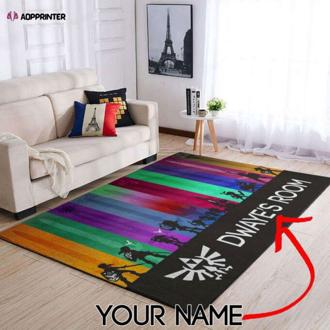 Customized Name Legend Of Zelda Rug Living Room Floor Decor Fan Gifts