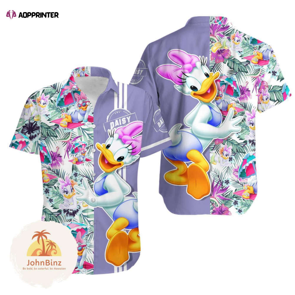 Daisy Button Shirt for Women – Disney Daisy Duck Hawaiian Style Short Sleeve & Stylish Daisy Button Shirt for Women – Disney Daisy Duck Hawaiian Style Short Sleeve & Stylish