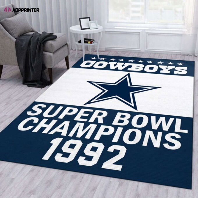 Dallas Cowboys 1992 Rug Living Room Floor Decor Fan Gifts