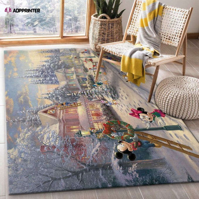 Disney Characters Mickey S Victorian Christmas Rug Living Room Floor Decor Fan Gifts