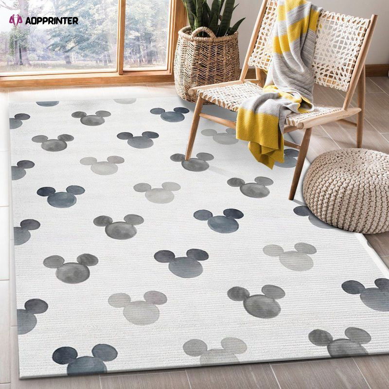 Disney Gray Watercolor Mickey Ears Fabric Rug Living Room Floor Decor Fan Gifts Disney Gray Watercolor Mickey Ears Fabric Rug Living Room Floor Decor Fan Gifts