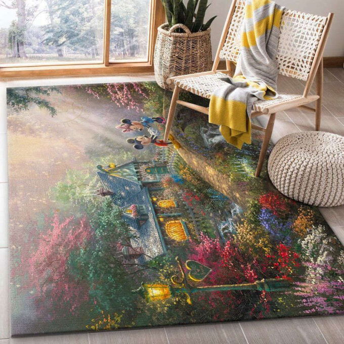 Disney Mickey And Minnie Sweetheart Bridge Noel Rug Living Room Floor Decor Fan Gifts