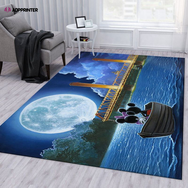 Disney Mickey and Minnie Watching Moon on Boat Drifting Rug Living Room Floor Decor Fan Gifts Disney Mickey and Minnie Watching Moon on Boat Drifting Rug Living Room Floor Decor Fan Gifts