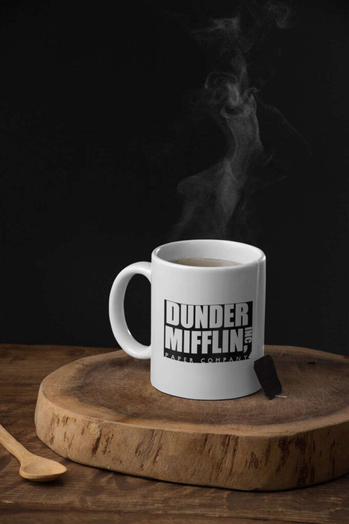 Dunder Mifflin Inc Office Merch Logo Black and White, Coffe Mug, Schrute,  White 11 oz Ceramic Mug Gift Valentine Gift