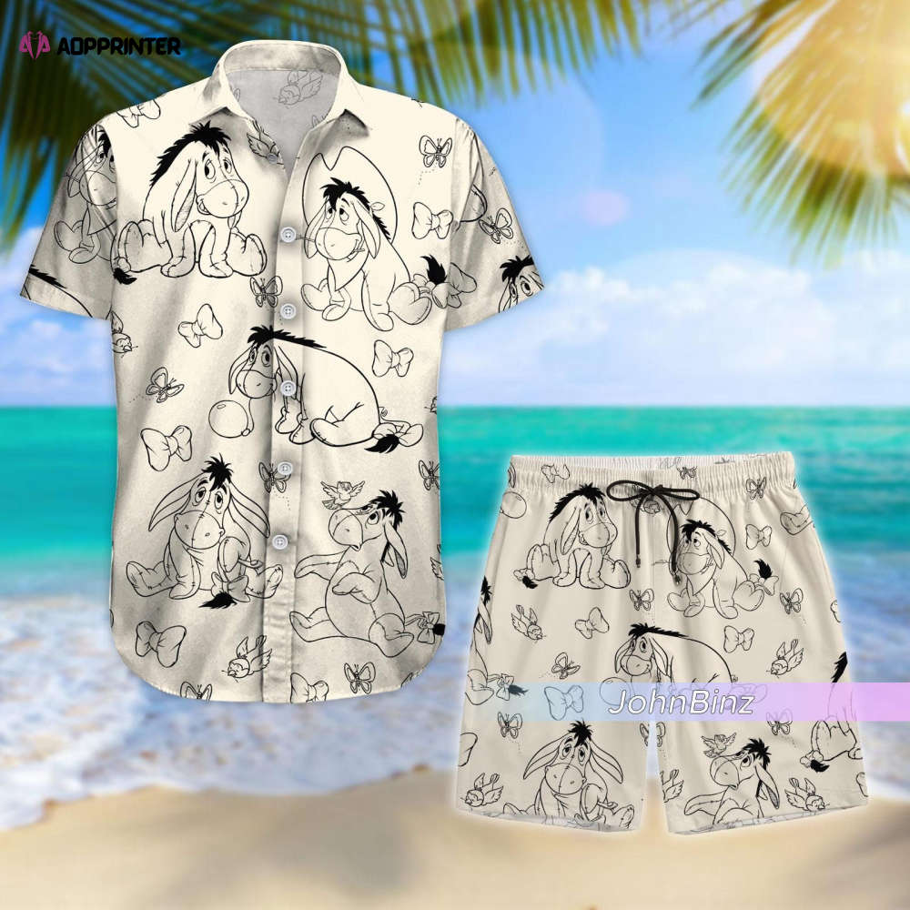 Eeyore Shirt: Hawaiian Art Pencil Button Down Summer Shorts – Unisex S-5XL Gifts for Women Eeyore Shirt: Hawaiian Art Pencil Button Down Summer Shorts – Unisex S-5XL Gifts for Women