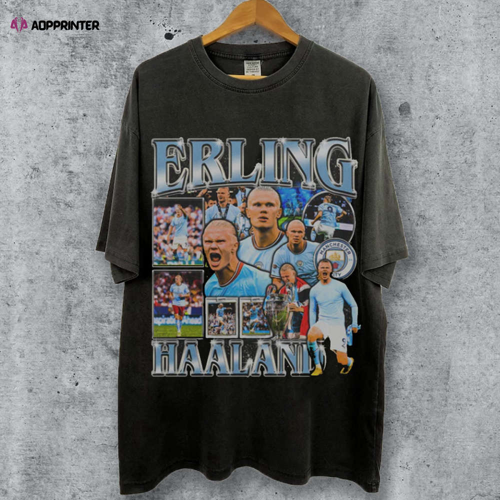 Erling Haaland Retro T-Shirt: Classic 90s Graphic Tee for Soccer Fans – Vintage Bootleg Sport Tee Erling Haaland Retro T-Shirt: Classic 90s Graphic Tee for Soccer Fans – Vintage Bootleg Sport Tee