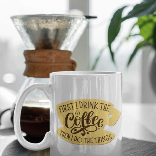 Cart 2 First I Drink The Coffe Then I Do The Things Luke's Stars Hollow Gilmore Girls Yellow Logo White 11 oz Ceramic Mug Gift