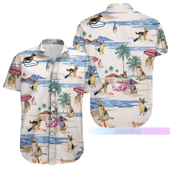 German Shepherd Hawaiian Shirt – Stylish Dog Beach Shirt & Gift for Dog Owners