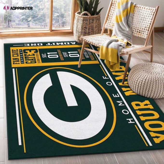 Green Bay Packers Rug Living Room Floor Decor Fan Gifts