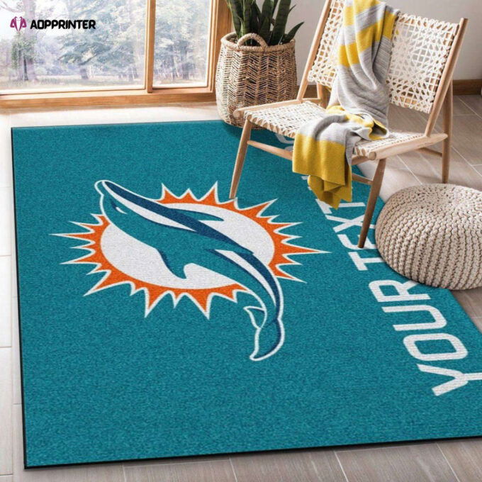Miami Dolphins Rug Living Room Floor Decor Fan Gifts