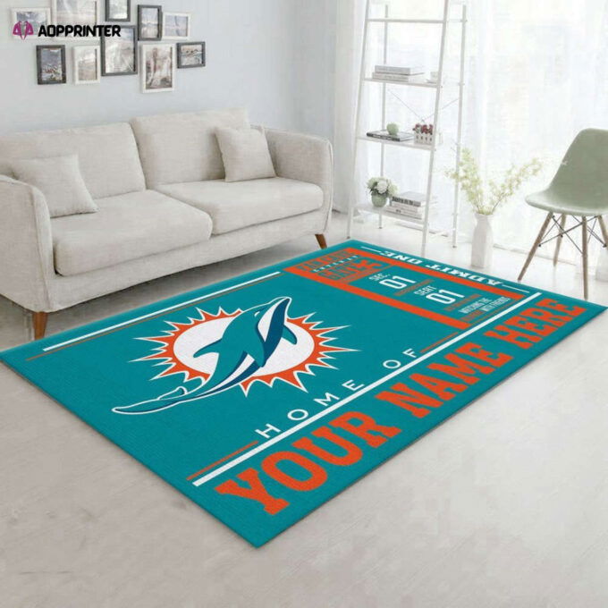 Miami Dolphins Rug Living Room Floor Decor Fan Gifts