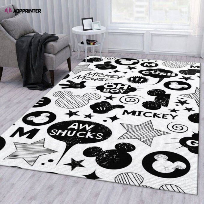 Minnie Mouse Black And White Rug Living Room Floor Decor Fan Gifts