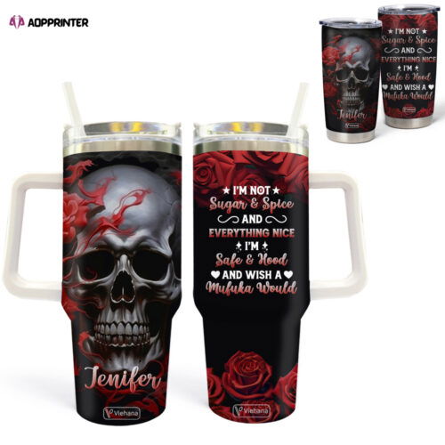 Personalized Sugar Skull Coffee Tumbler: 40oz 30oz 20oz with Handle - Mexican Sugar Skull Jewelry for Women