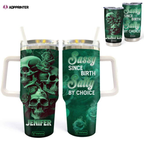 Personalized Sugar Skull Coffee Tumbler - Stylish Mexican Skull Jewelry 40oz 30oz 20oz Tumbler