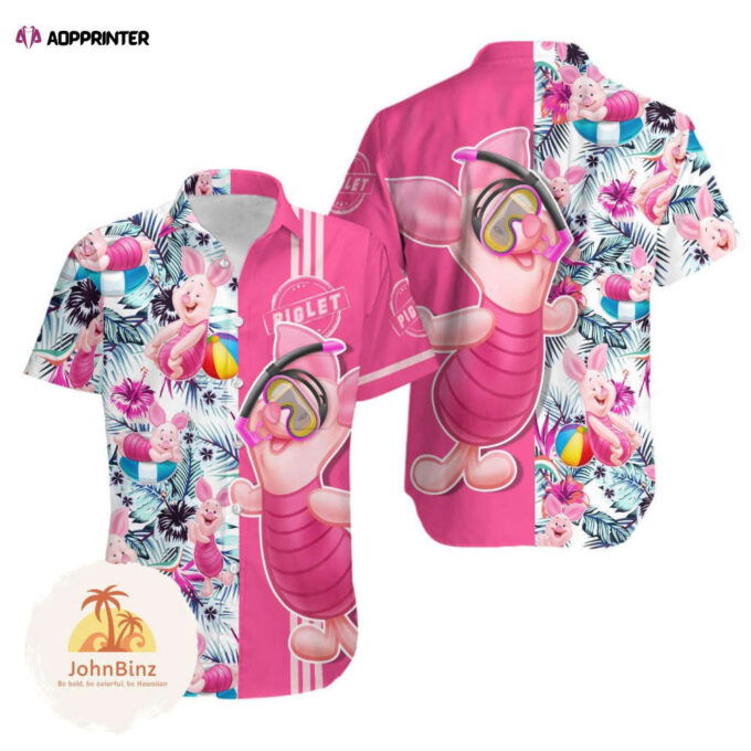 Piglet Button Shirt: Disney Women s Hawaiian & Pooh Short Sleeve Shirt