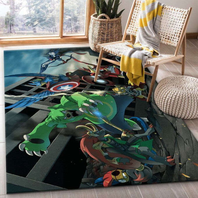 Pokemon Avengers Anime 2 Rug Living Room Floor Decor Fan Gifts