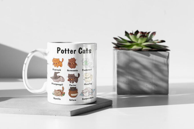 Potter Cats Mug, Pet, Animal Lover, A Purrfect Gift For Cat Lover, Cat Lover, Cat Mom Gift, Cat Owner 11 oz Ceramic Mug Gift