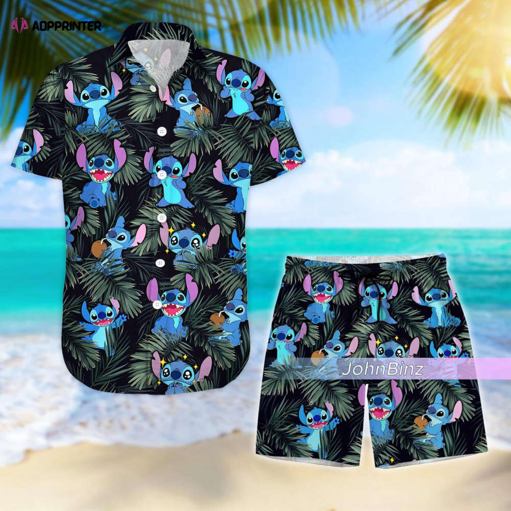 Disney Stitch Hawaiian Shirt & Shorts Set: Fun Gifts For Him Disney Stitch Hawaiian Shirt & Shorts Set: Fun Gifts For Him