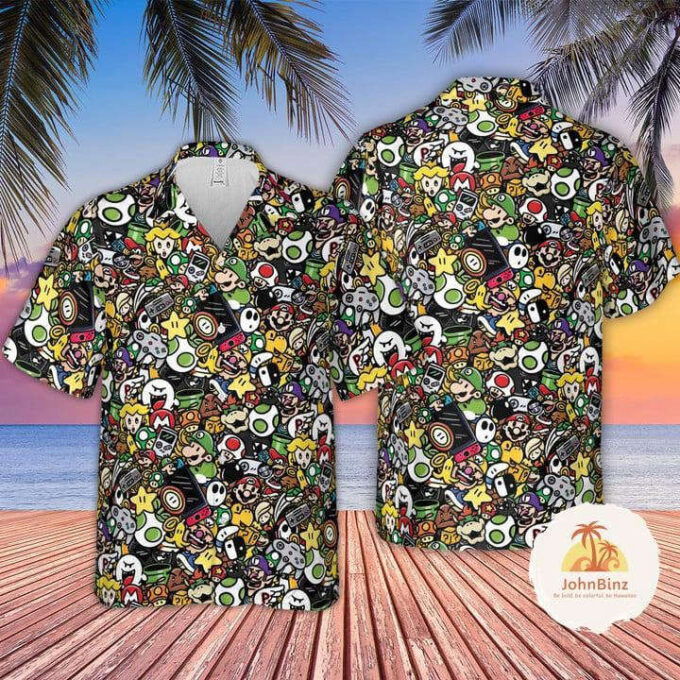 Super Mario Hawaiian Shirt: Mario & Friends Character Button Up Princess Peach – Perfect Mario Gift!
