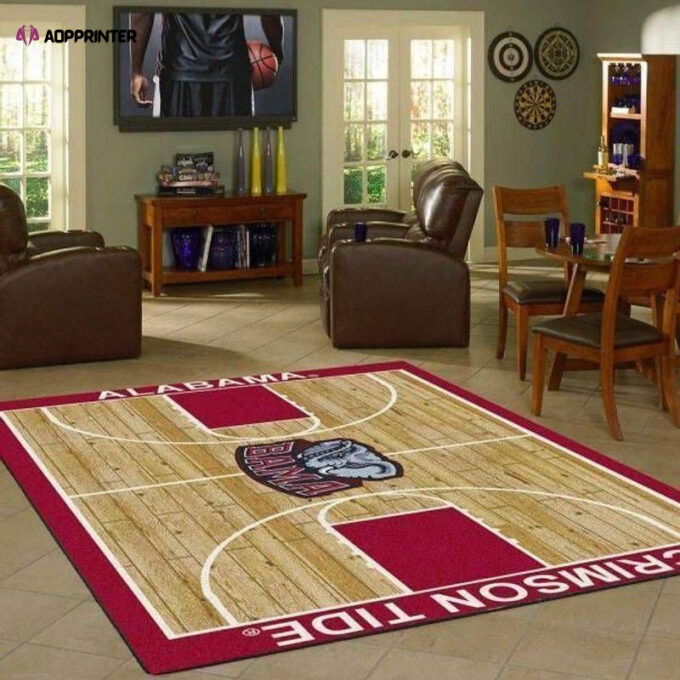 Team Alabama Crimson Tide Rug Living Room Floor Decor Fan Gifts