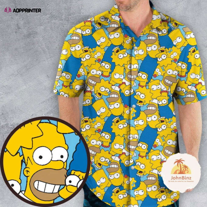 The Simpson Hawaiian Shirt – Characters Shirt for Men Button Down Homer & Marge Simpson