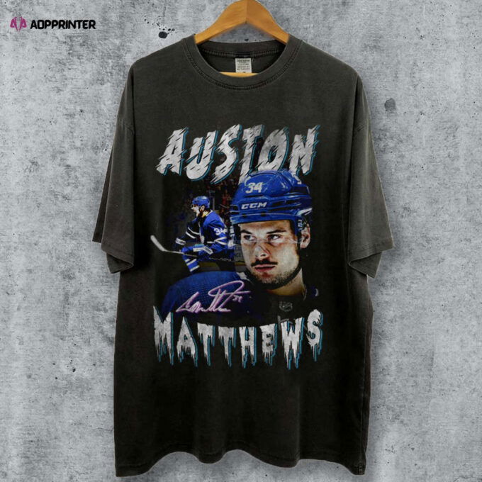 Vintage Auston Matthews Bootleg Style Shirt Auston Matthews T-Shirt 90s Ice Hockey Graphic Tee Gift