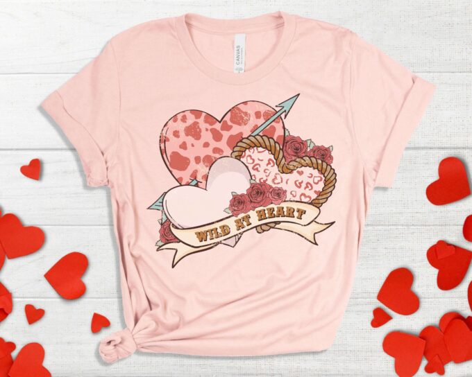 Wild At Heart Retro Tee: Valentine s Day Gift for Women Cowboy Valentine Shirt