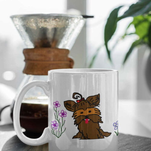 Cart 4 Yorkshire Kid Drawing Funny Yorkshire Owner Gift Kid Drawing Gift Dog Lover Coffee Mug White 11 oz Mug Gift