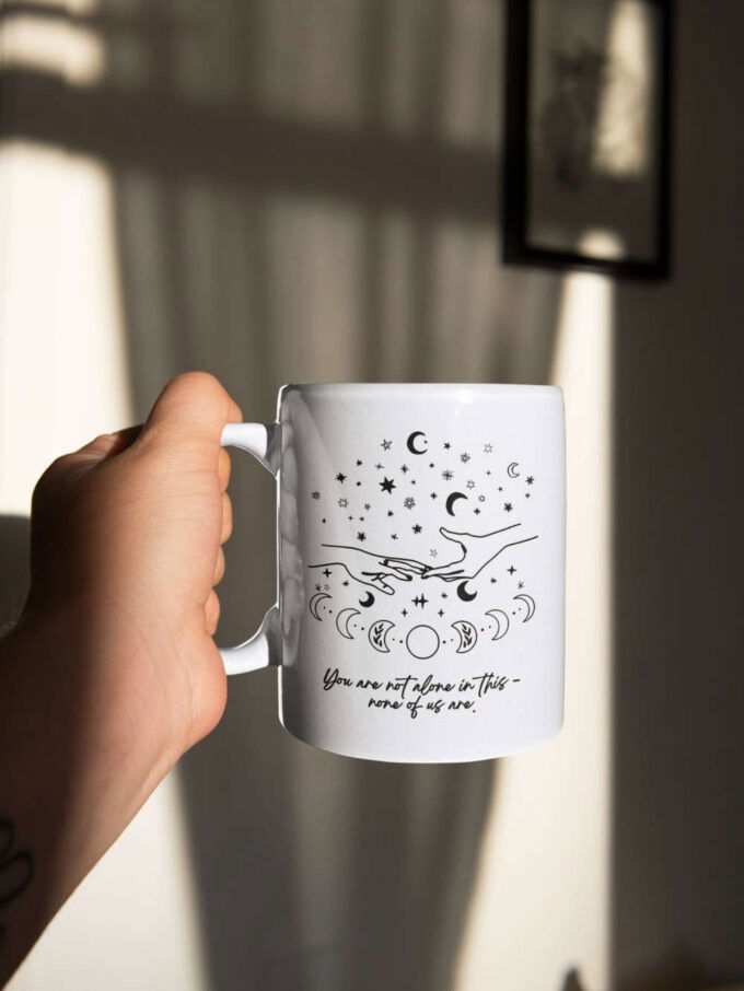 You Are Not Alone In This – None Of Us Are, Baldurs Gate 3, DnD Mug, Baldurs Gate Quote, BG3 Coffee Mug 11 oz Mug White