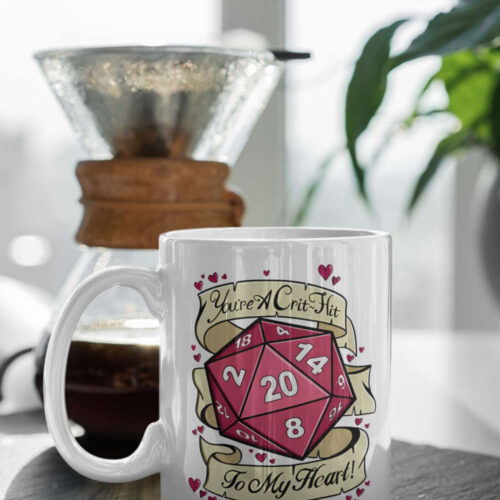 You're A Critical Hit To My Heart, Dnd Coffee Mug, Dnd Gift, Dnd Cat, Gift For Her, Gift For Him 11 oz Ceramic Mug Gift