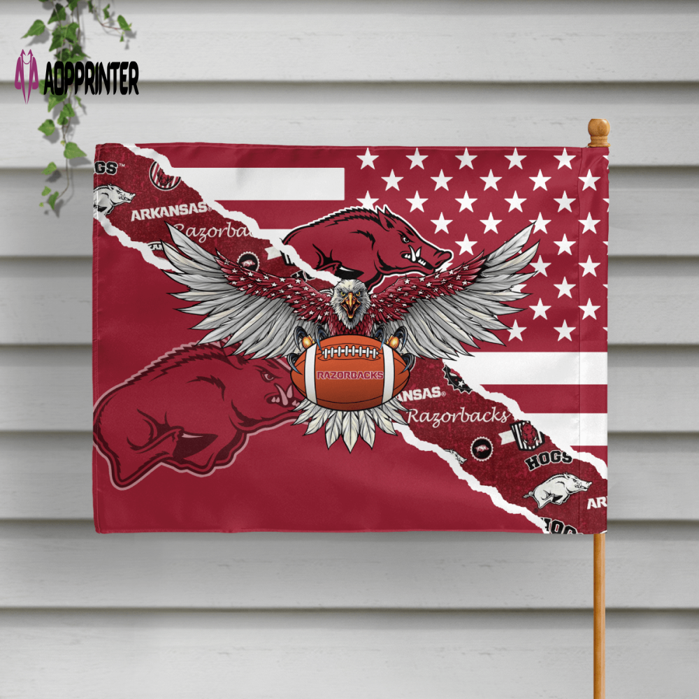 Arkansas Razorbacks American Landscape House Flag Arkansas Razorbacks American Landscape House Flag
