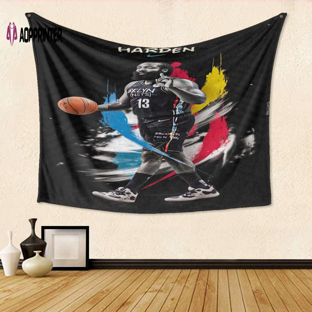 Brooklyn Nets James Harden 4 Tapestry: Ultimate Fan Gift with 3D Full Printing Brooklyn Nets James Harden 4 Tapestry: Ultimate Fan Gift with 3D Full Printing