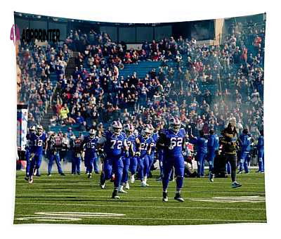 Buffalo Bills Entering the Field Tapestry: Ryan Campbell Artwork Adds Team Spirit Buffalo Bills Entering the Field Tapestry: Ryan Campbell Artwork Adds Team Spirit