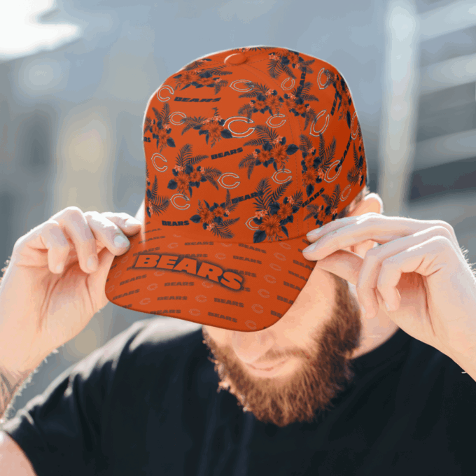 Chicago Bears Floral Hawaiian Adjustable Baseball Classic Cap Men Hat