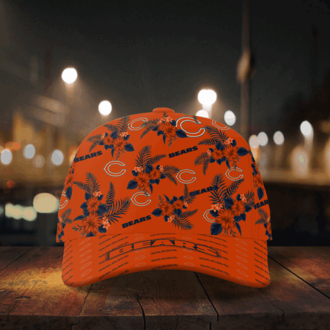 Chicago Bears Floral Hawaiian Adjustable Baseball Classic Cap Men Hat