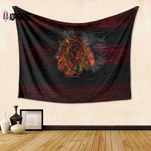Chicago Blackhawks Emblem Wood Burning Gift - 3D Full Print Tapestry for Ultimate Fan