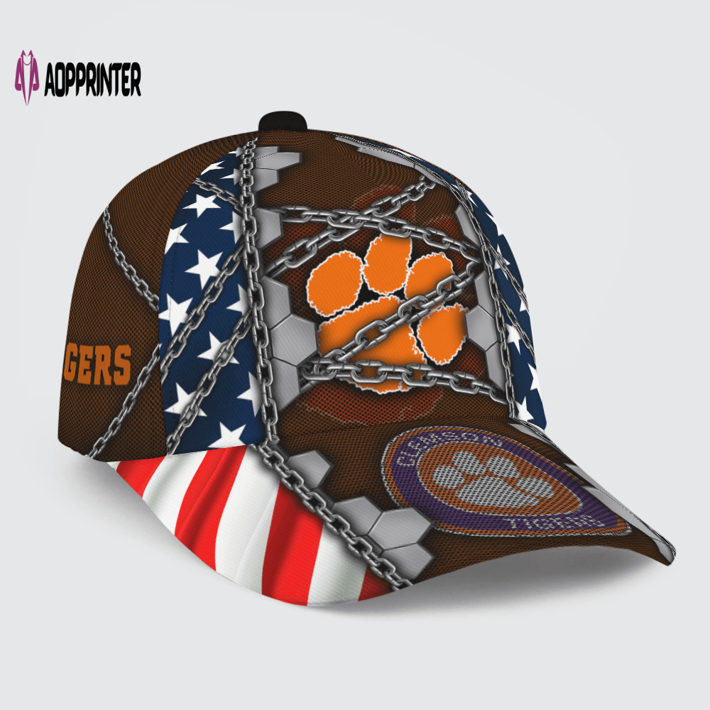 Clemson Tigers Stars & Stripes Chain Printed Baseball Classic Baseball Classic Cap Men Hat Men Hat Clemson Tigers Stars & Stripes Chain Printed Baseball Classic Baseball Classic Cap Men Hat Men Hat
