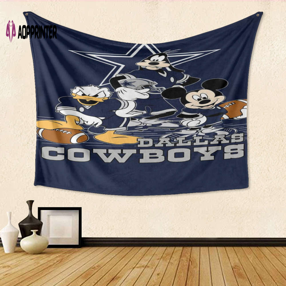 Dallas Cowboys Mickey Donald Goofy Gift For Fan 3D Full Printing Tapestry Dallas Cowboys Mickey Donald Goofy Gift For Fan 3D Full Printing Tapestry