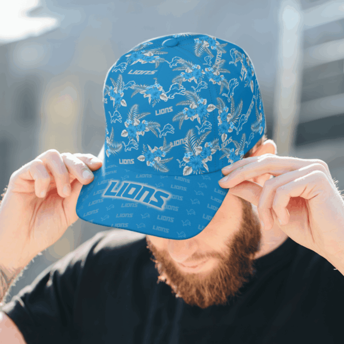 Detroit Lions Floral Hawaiian Adjustable Baseball Classic Baseball Classic Cap Men Hat Men Hat