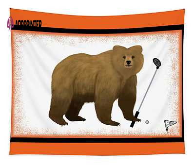 Unique Golf Bear Orange College Mascot Tapestry – Vibrant Design for Sports Fans Unique Golf Bear Orange College Mascot Tapestry – Vibrant Design for Sports Fans