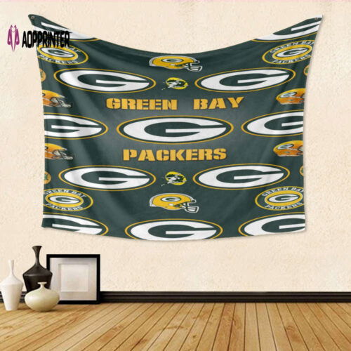 Green Bay Packers Emblem Seamless v2 Tapestry - Perfect Gift for Fans! 3D Full Printing