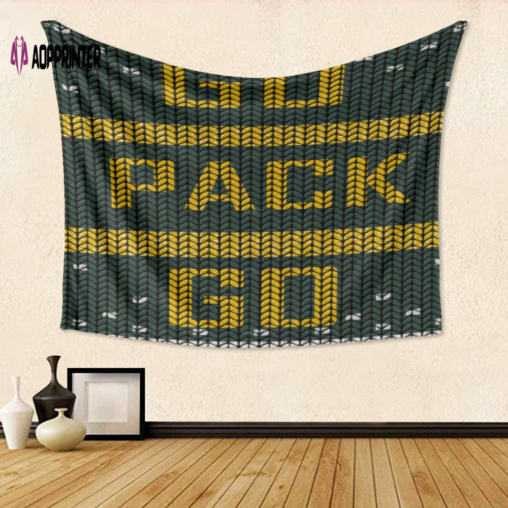 Green Bay Packers Go Pack Go Texture Print Tapestry – Perfect Gift for Fans 3D Full Printing Green Bay Packers Go Pack Go Texture Print Tapestry – Perfect Gift for Fans 3D Full Printing