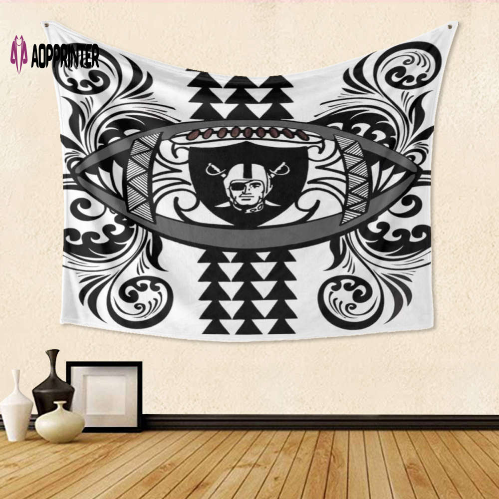 Las Vegas Raiders Floral Gift Tapestry: 3D Full Print Logo Pattern for Fan Las Vegas Raiders Floral Gift Tapestry: 3D Full Print Logo Pattern for Fan