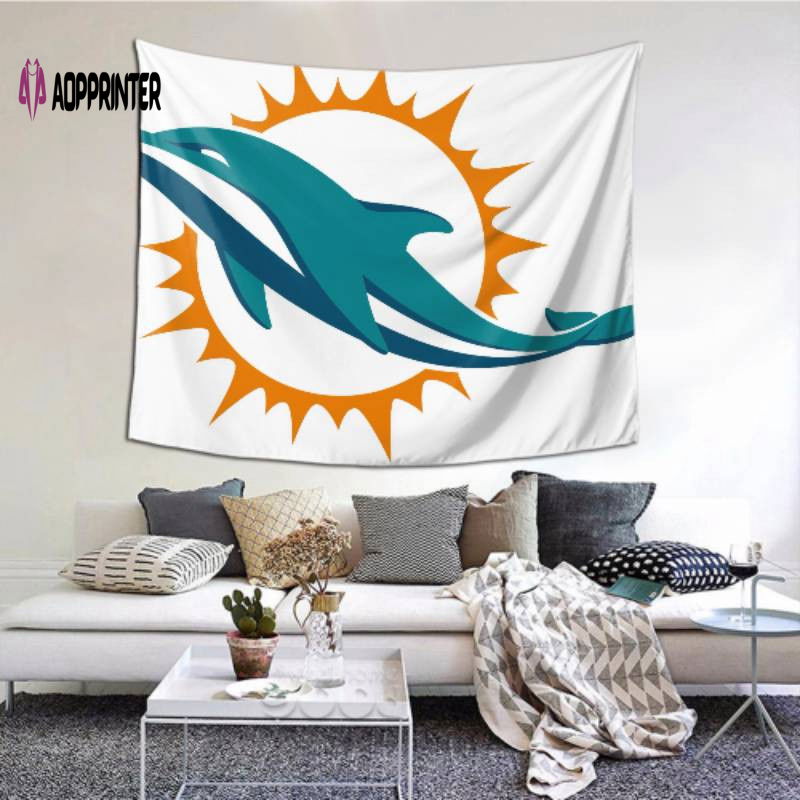 Vibrant Miami Dolphins Living Room Tapestry – Perfect Bedroom Home Decor Vibrant Miami Dolphins Living Room Tapestry – Perfect Bedroom Home Decor