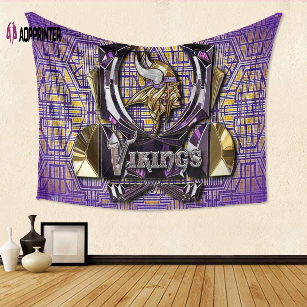 Minnesota Vikings Emblem Shape v2 Tapestry – Perfect Gift for Fans 3D Full Print Minnesota Vikings Emblem Shape v2 Tapestry – Perfect Gift for Fans 3D Full Print